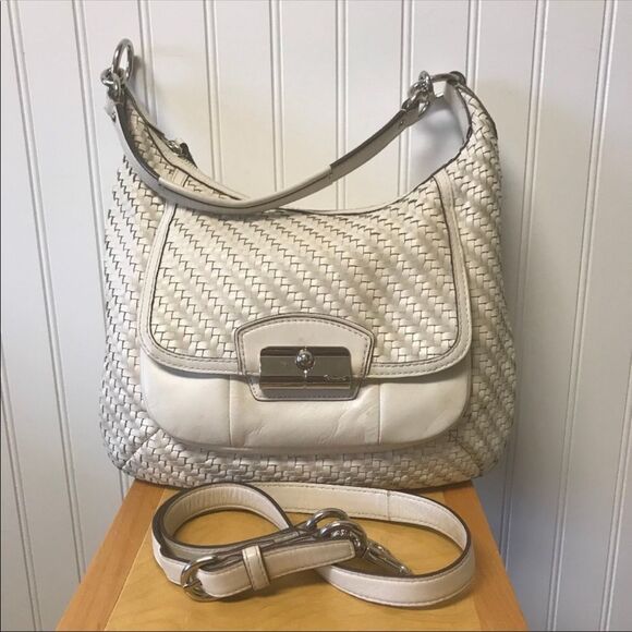 Coach Kristen 19314 Woven Hobo Bag Parchment - Picture 2 of 8
